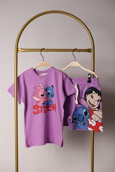 Lilo And Stitch Sırt Baskılı Şortlu Takım