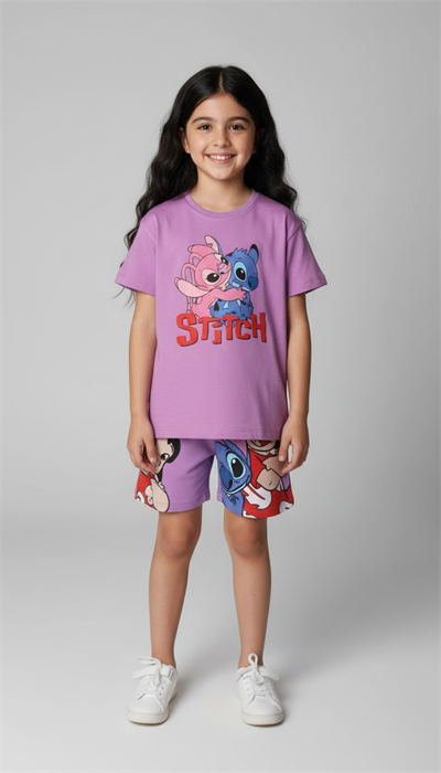 Lilo And Stitch Sırt Baskılı Şortlu Takım