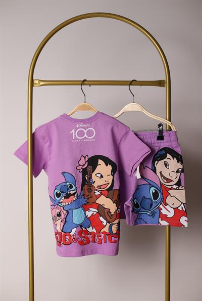 Lilo And Stitch Sırt Baskılı Şortlu Takım