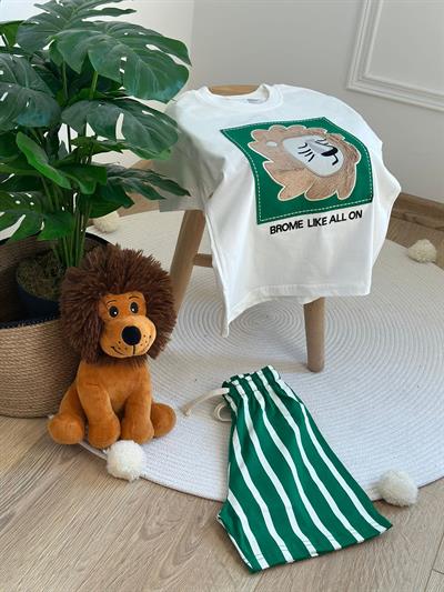 Lion King Nakış İşlemeli Çizgili Şortlu Takım