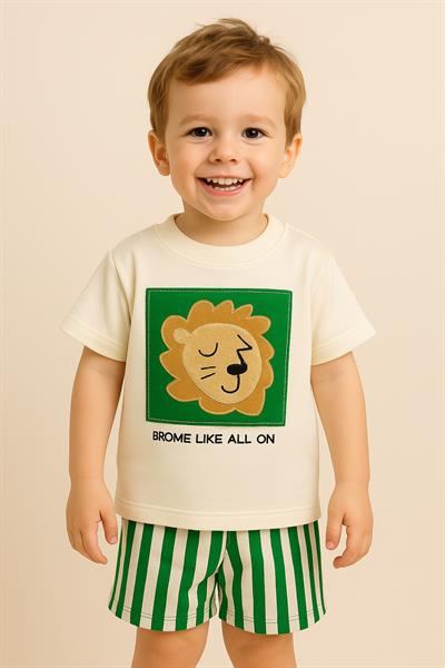 Lion King Nakış İşlemeli Çizgili Şortlu Takım