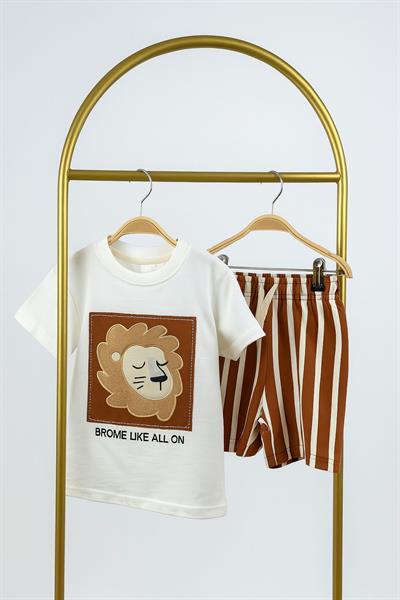 Lion King Nakış İşlemeli Çizgili Şortlu Takım