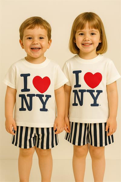 Love NY Çizgili Şortlu Takım