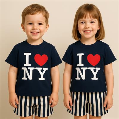Love NY Çizgili Şortlu Takım