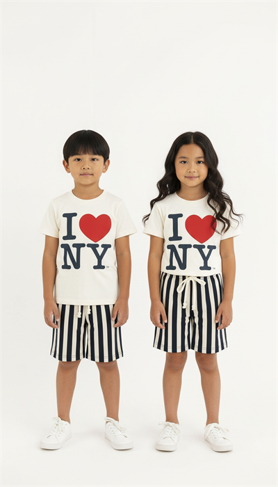 Love NY Çizgili Şortlu Takım