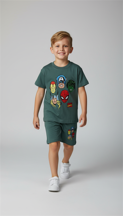 Marvel Baskılı Şortlu Takım