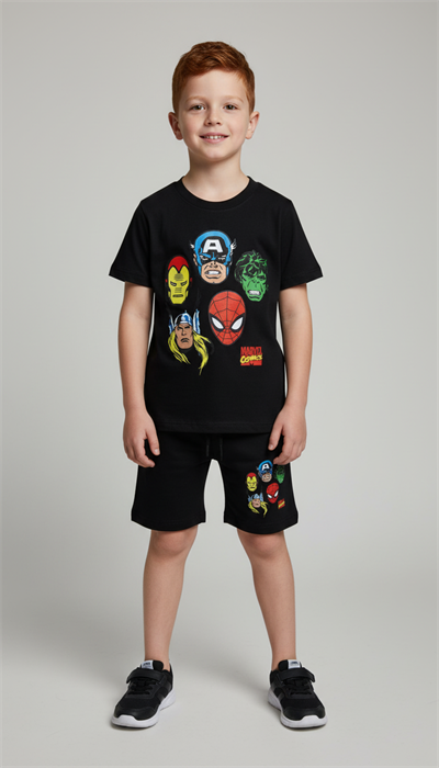 Marvel Baskılı Şortlu Takım