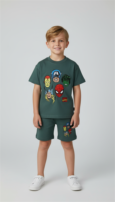 Marvel Baskılı Şortlu Takım