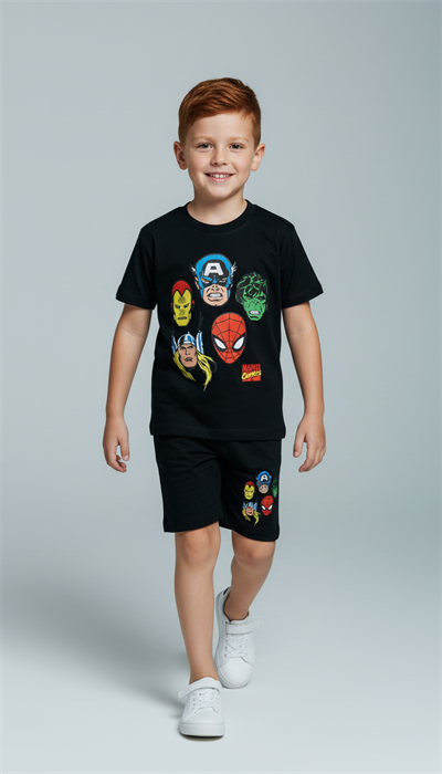 Marvel Baskılı Şortlu Takım