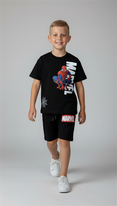 Marvel Spiderman Figürlü Şortlu Takım