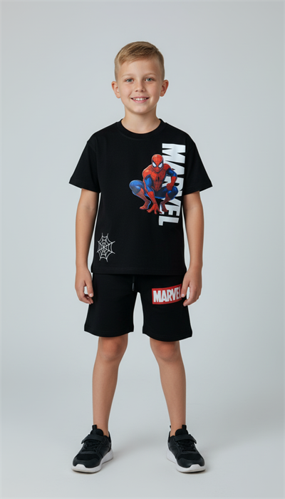 Marvel Spiderman Figürlü Şortlu Takım