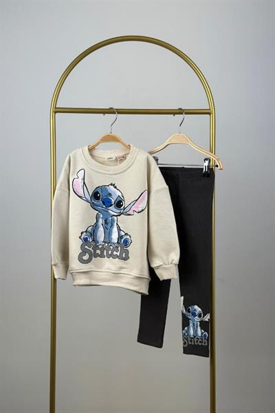 Mavi Desenli Stitch Baskılı Eşofman Takımı