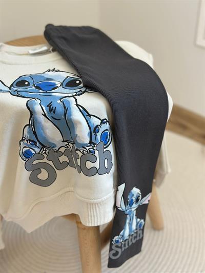 Mavi Desenli Stitch Baskılı Eşofman Takımı