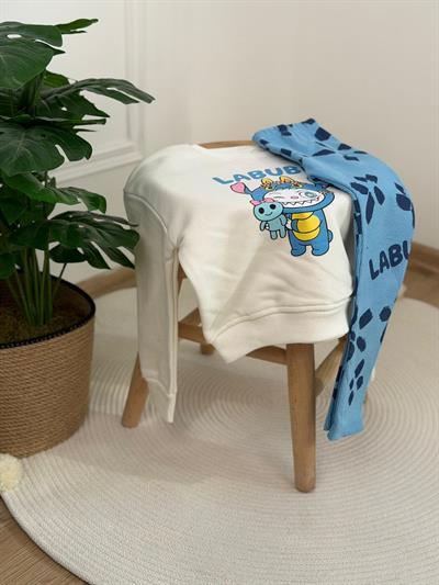 Mavi Labubu Baskılı Eşofman Takımı