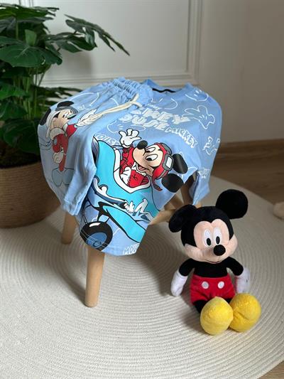 Mavi Pilot Mickey Mouse Şortlu Takım