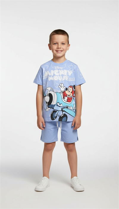 Mavi Pilot Mickey Mouse Şortlu Takım