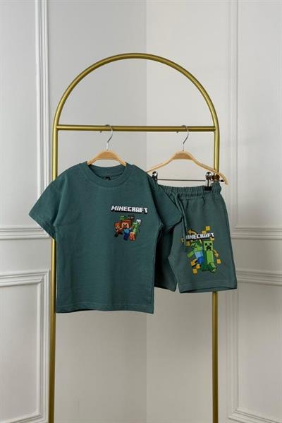 Minecarft Baskılı Şortlu Takım