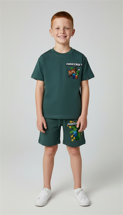 Minecarft Baskılı Şortlu Takım