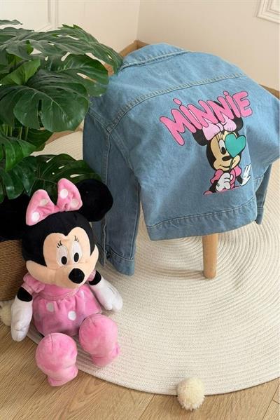 Minnie Mouse Kalpli Büyüteç Detay Kot Ceket