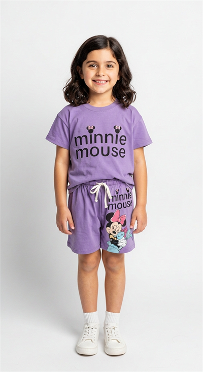 Minnie Mouse Sırt Baskılı Şortlu Takım
