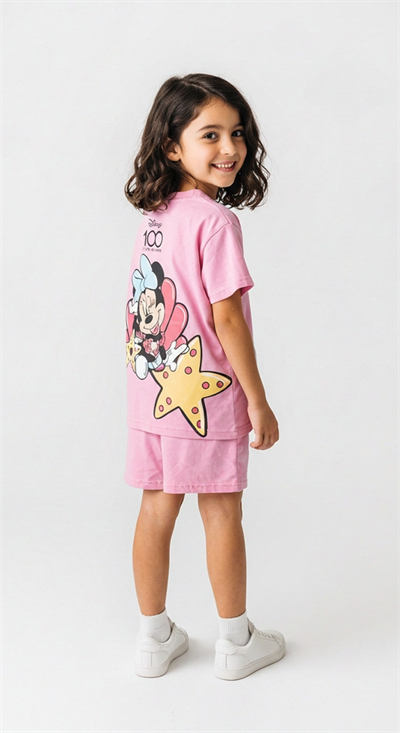 Minnie Mouse Sırt Baskılı Şortlu Takım