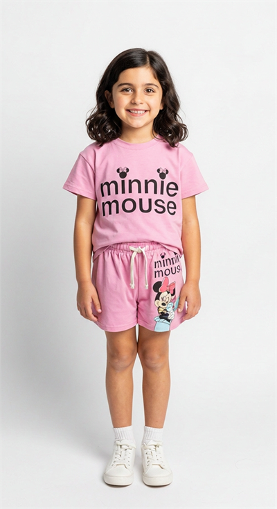 Minnie Mouse Sırt Baskılı Şortlu Takım