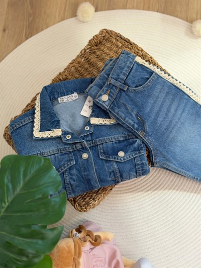 Nakış İşlemeli 2Lİ Kot Takım