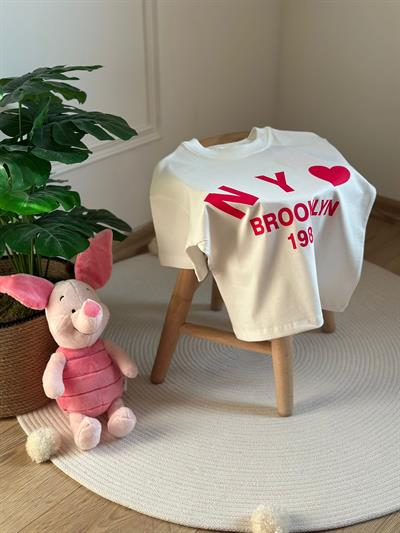 New York Kalp Detaylı T-Shirt