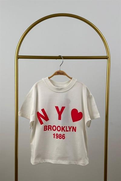 New York Kalp Detaylı T-Shirt