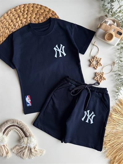 NY Baskılı Şortlu Takım