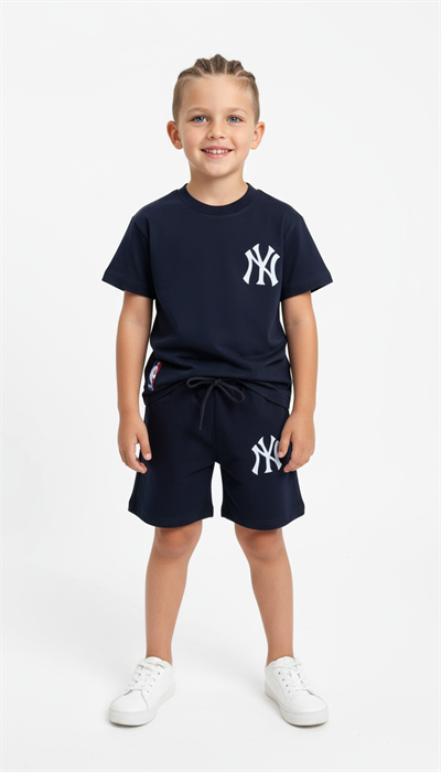 NY Baskılı Şortlu Takım