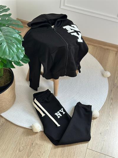 NY Detaylı Kapüşonlu Eşofman Takımı
