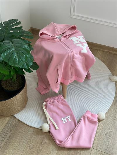 NY Detaylı Kapüşonlu Eşofman Takımı