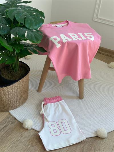 Paris Baskılı Şortlu Takım