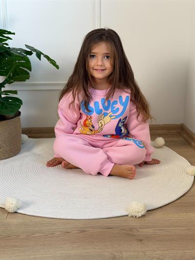 Pembe Bluey Baskılı Eşofman Takımı