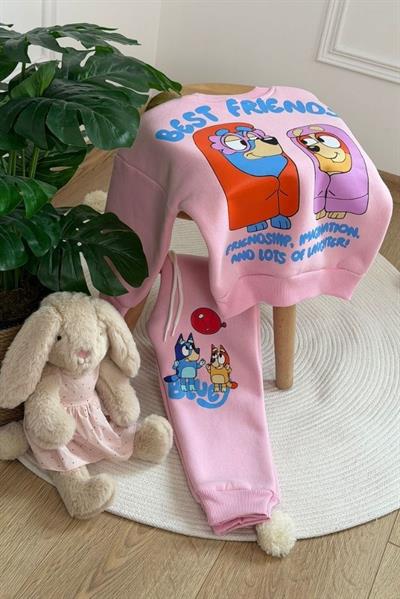 Pembe Bluey Baskılı Eşofman Takımı