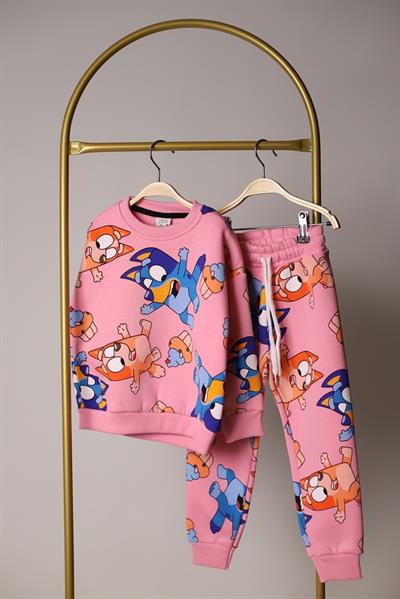 Pembe Bluey Figür Baskılı Eşofman Takımı