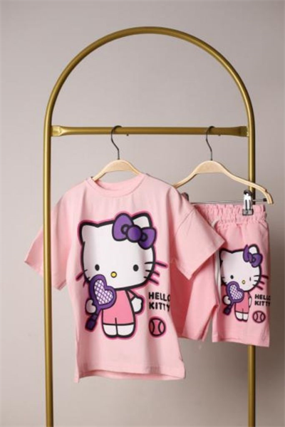 Pembe Hello Kitty Şortlu Takım