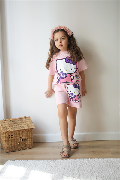 Pembe Hello Kitty Şortlu Takım