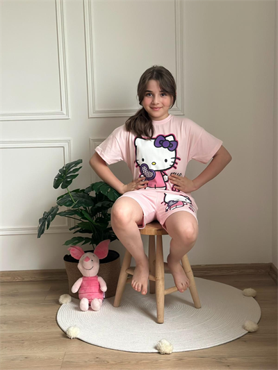 Pembe Hello Kitty Şortlu Takım