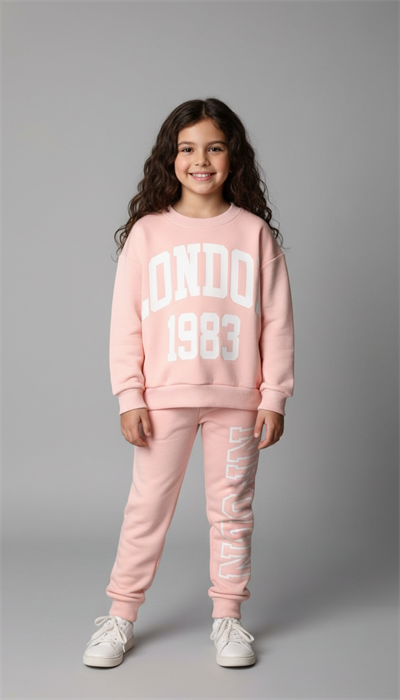 Pembe London Baskılı Eşofman Takımı