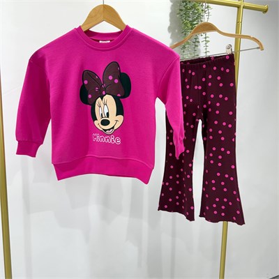 Pembe Minnie İspanyol Paça Eşofman Takımı