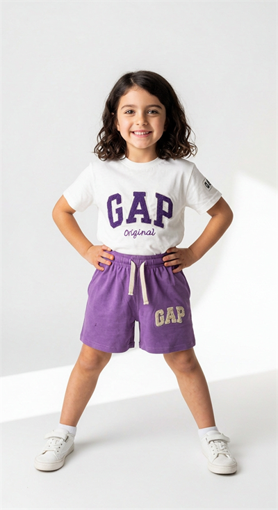 Punch İşlemeli Gap Şortlu Takım