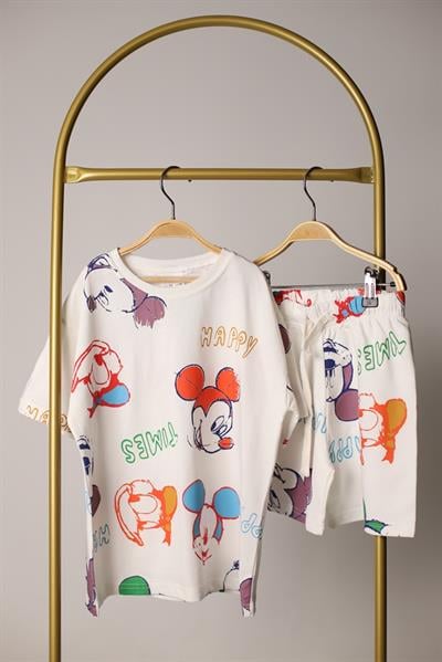 Renkli Mickey Mouse Baskılı Takım
