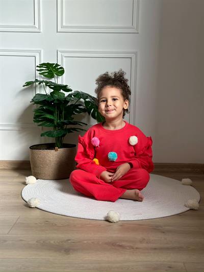 Renkli Ponpon Detaylı Eşofman Takımı