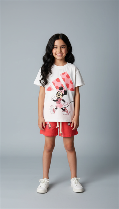 Şapka Detaylı Minnie Mouse Şortlu Takım