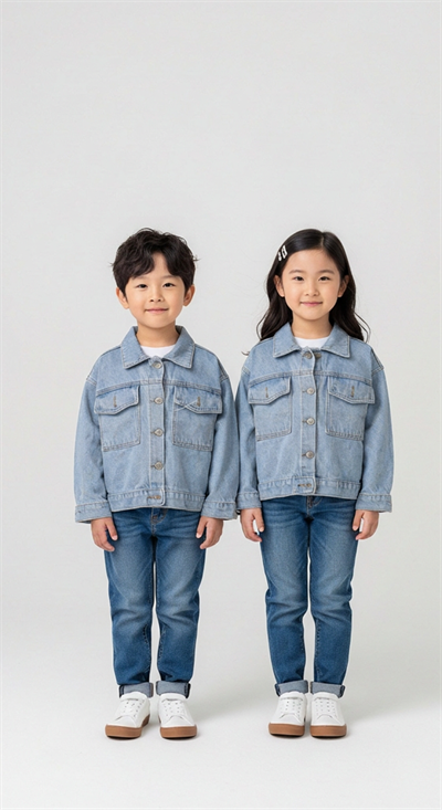 Şeritli Mickey Sırt Baskılı Kot Ceket