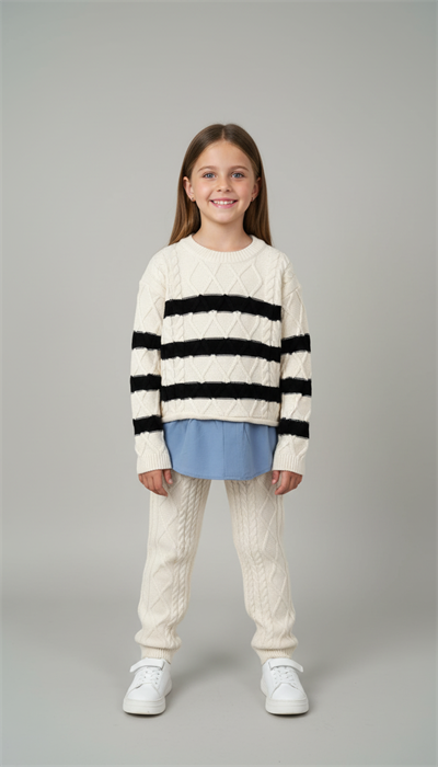 Siyah Çizgili Triko Takım