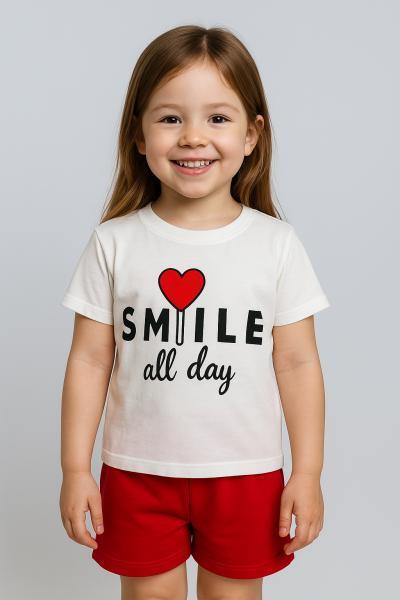 Smile All Day Baskılı Şortlu Takım