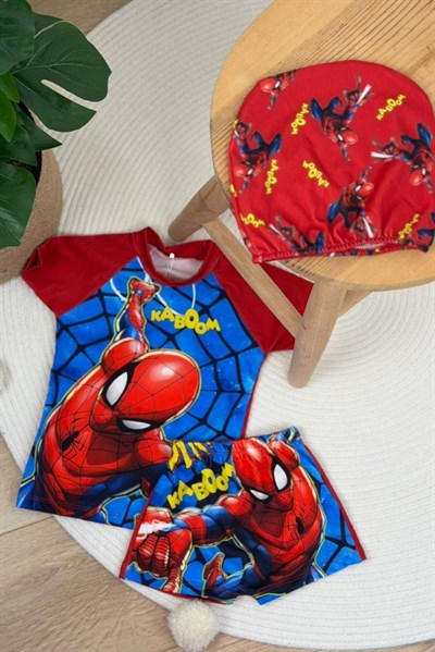 Spiderman Boneli Şortlu Mayo